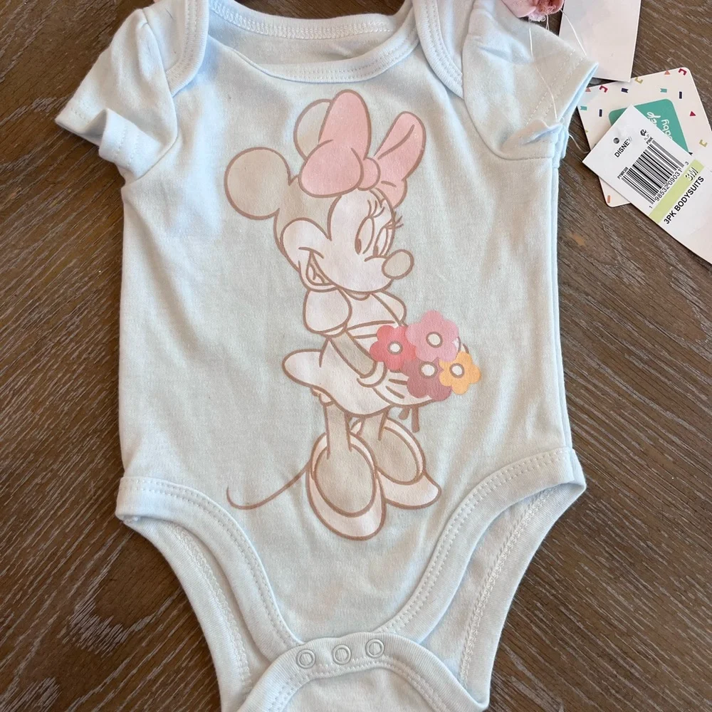 Disney Baby Pink and White Onesies 3 Pack